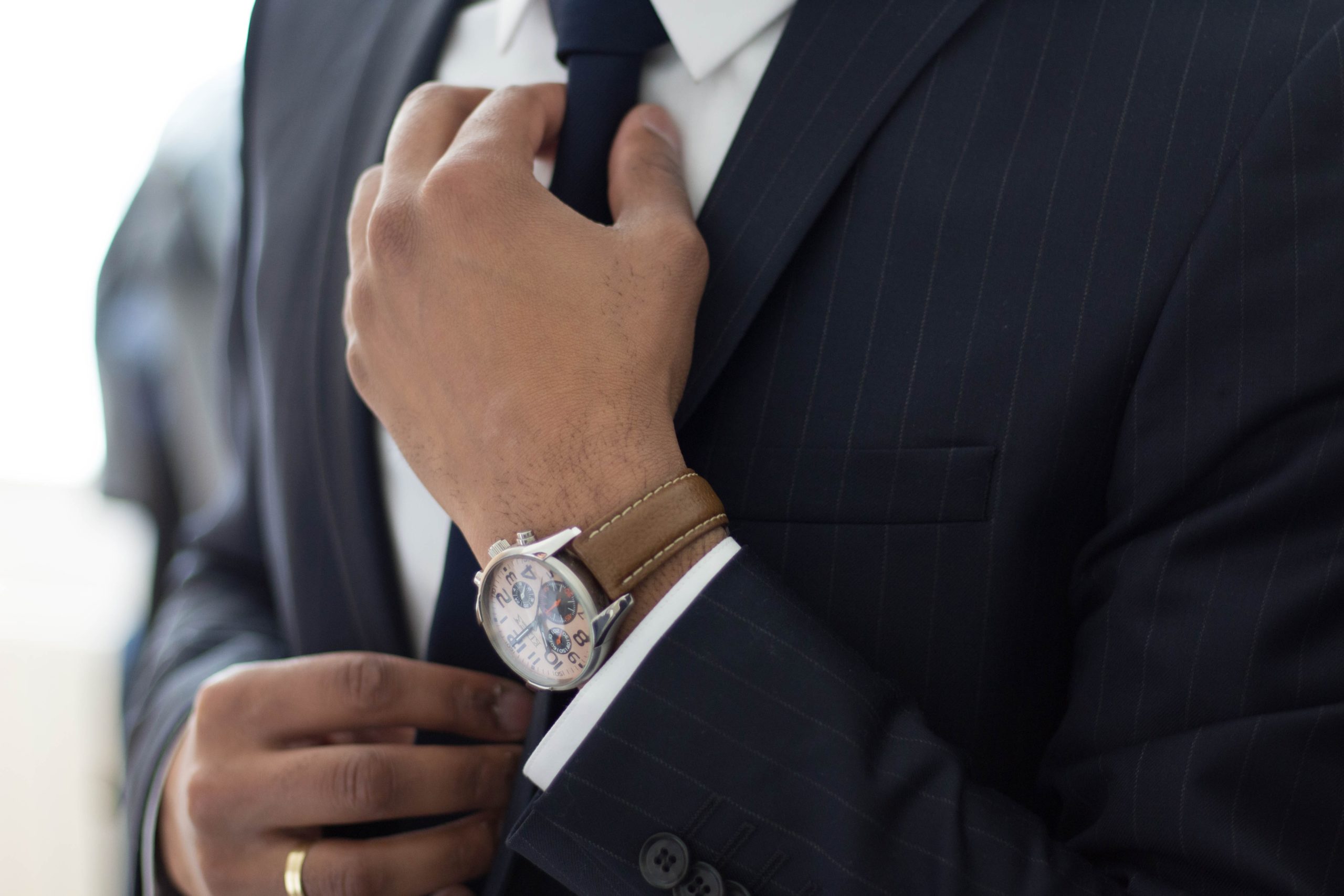 Men's fashionable suit and watch