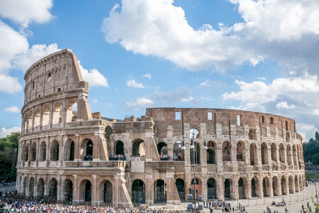 The Roman Colosseum located in Roma, Italy