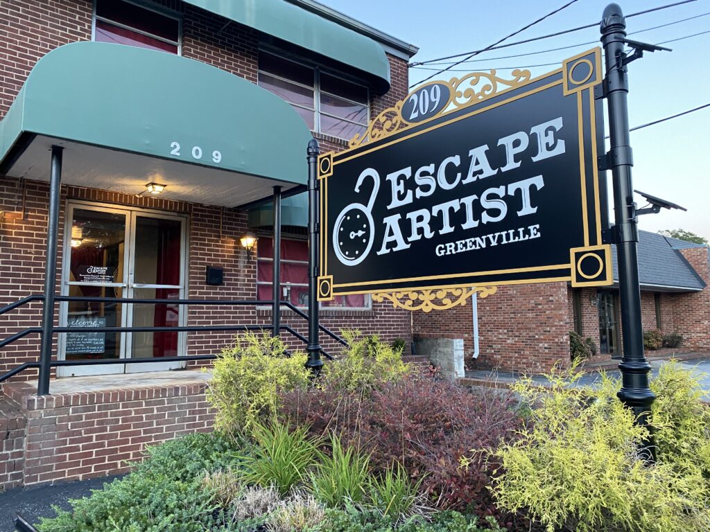 view of the Escape artist building for a date night in Greenville